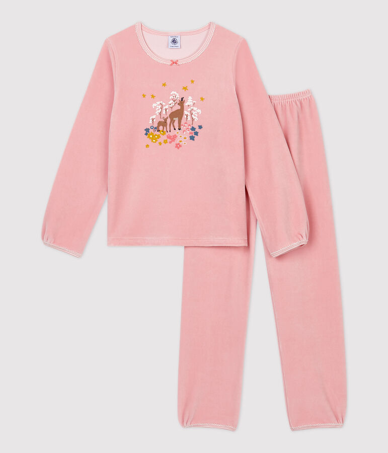 Girls' Pink Ibex Motif Velour Pyjamas pink